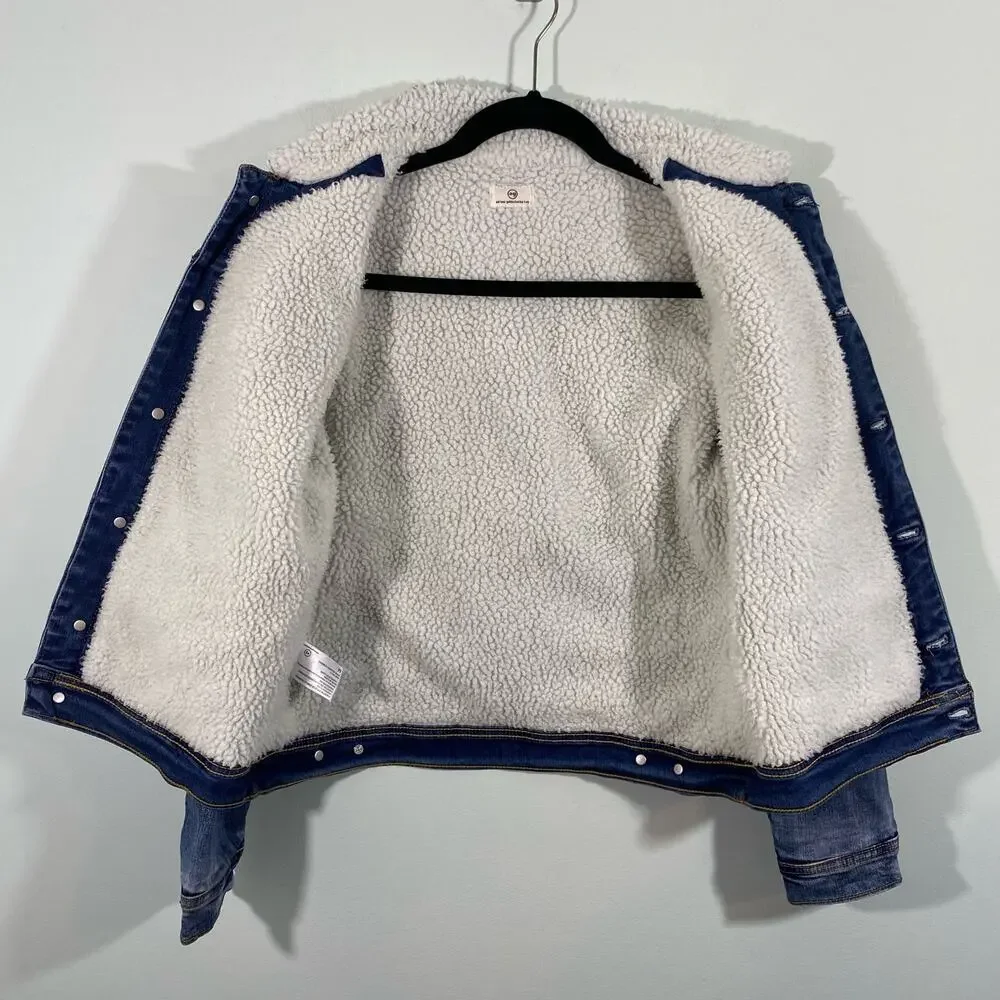 AG Adriano Goldschmied Kids Blue Sherpa Lined Denim Jacket Size M